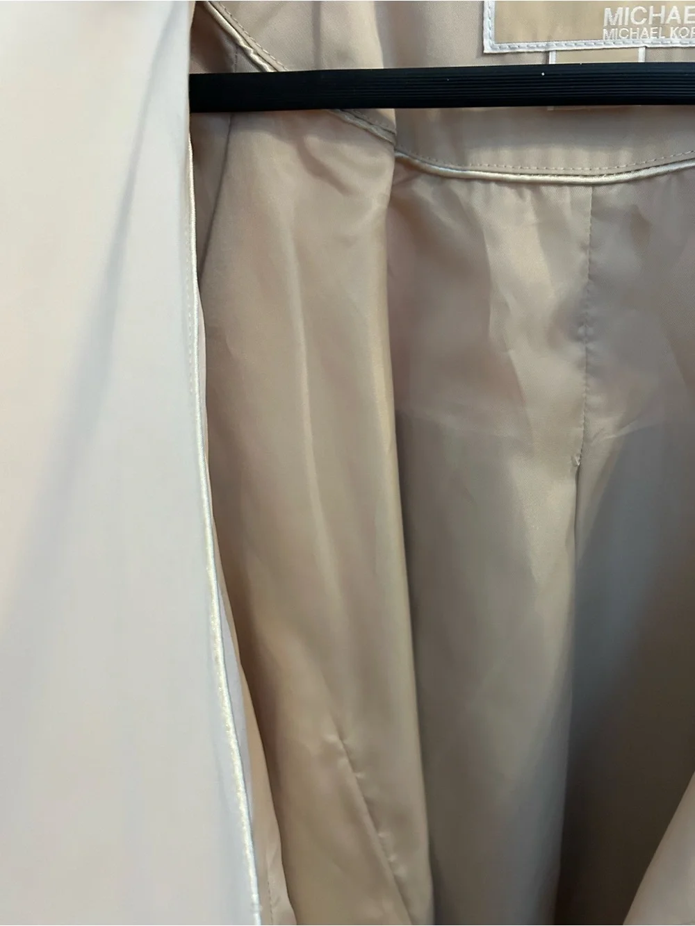 Michael Kors Light Beige Double-Breasted Trench with Notched Lapel